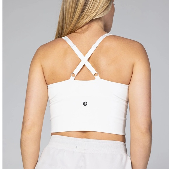 Women's White Ribbed Crop Top - Picture 2 of 3